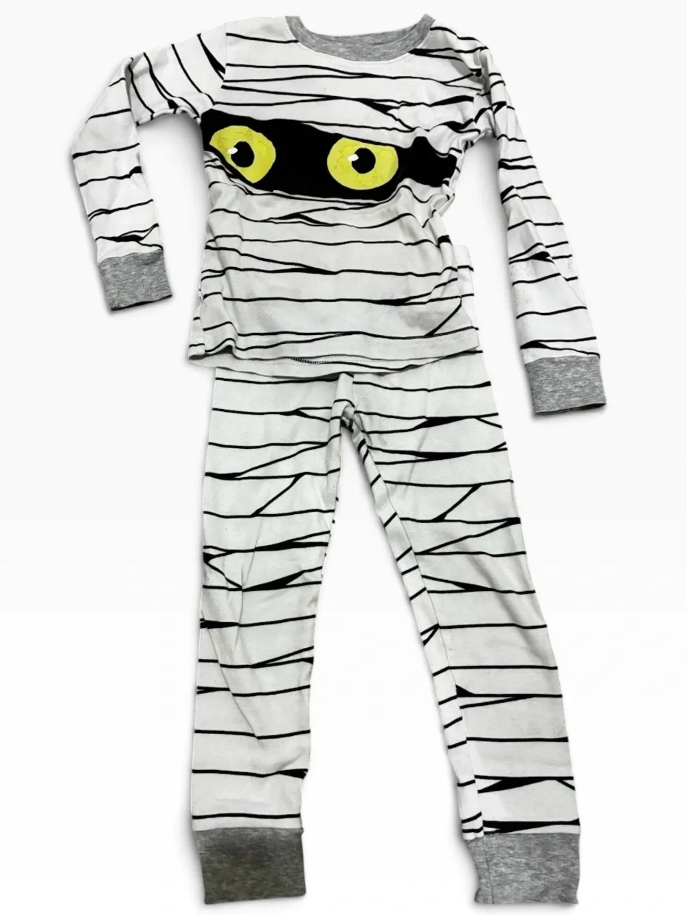 Carter's White, Gray & Yellow Mummy Pajama Set EUC